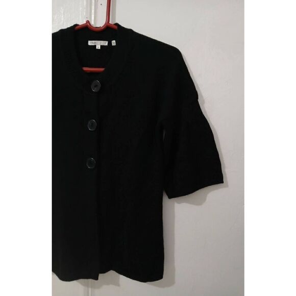 Vince womens small 100% cashmere sweater black button front shortsleeve - Picture 2 of 7